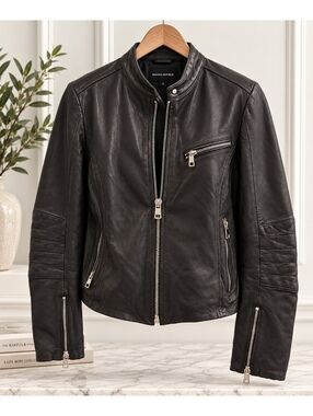 Black BR leather moto jacket size M